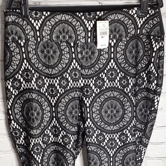 New 12 Ashley Stewart Black & White Lace Pants - Picture 1 of 4